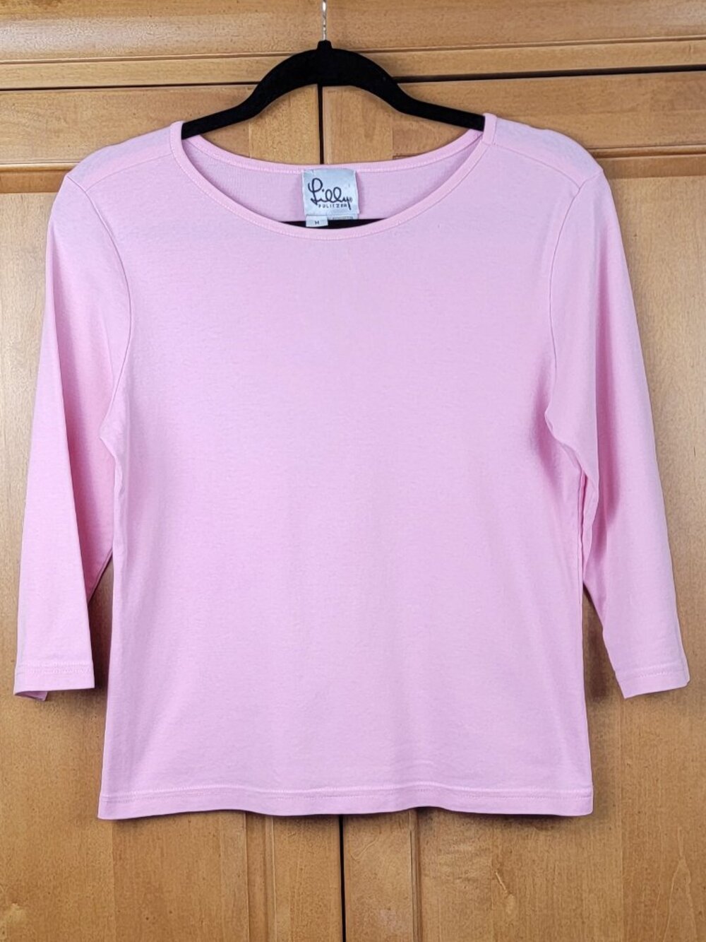 Vintage Lilly Pulitzer Pink Round Neck 3/4 Sleeve 100% Cotton Tee - M